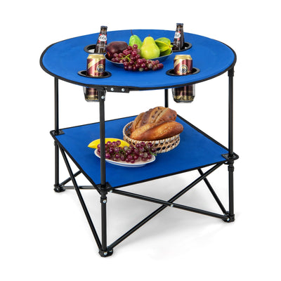 2-Tier Portable Picnic Table with Carrying Bag and 4 Cup Holders - Relaxacare