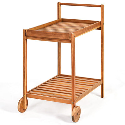 2-Tier Rolling Kitchen Island Serving Cart with Legs and Handle - Relaxacare