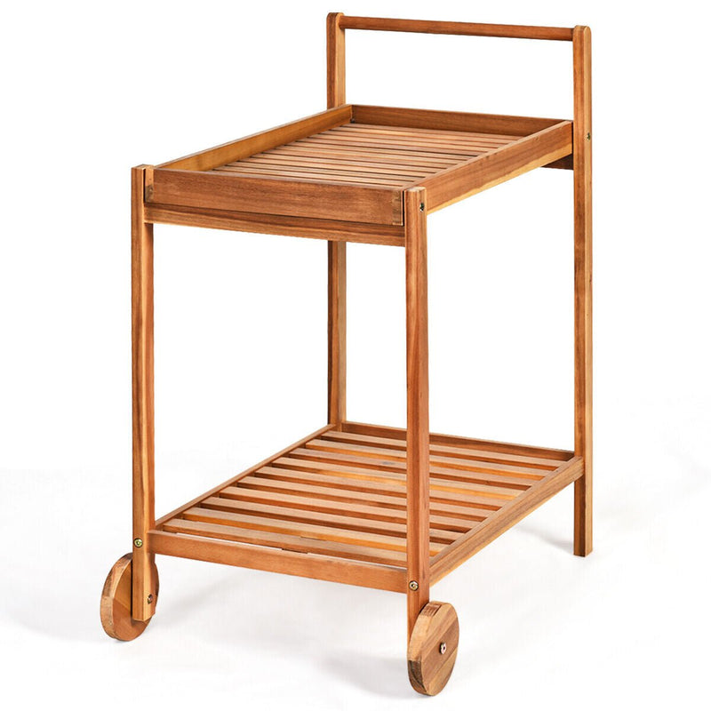 2-Tier Rolling Kitchen Island Serving Cart with Legs and Handle - Relaxacare