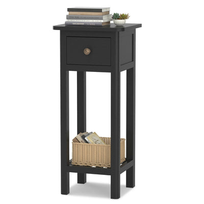 2 Tier Slim Nightstand Bedside Table with Drawer Shelf - Relaxacare