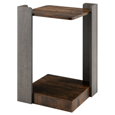 2 Tier Sofa Side End Table with Storage Shelf for Small Spaces-Coffee - Relaxacare