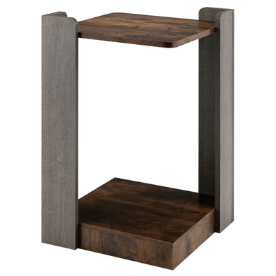 2-Tier Square End Table with Open Storage Shelf for Small Space-Coffee - Relaxacare