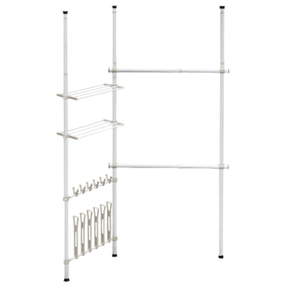 2 Tier Telescopic Clothes Hangers with Shoe Rack & Shelf - Relaxacare