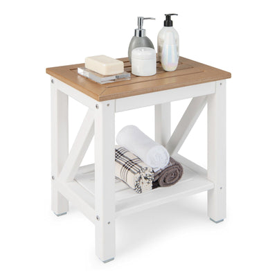 2-Tier Waterproof Shower Bench with Storage Shelf - Relaxacare