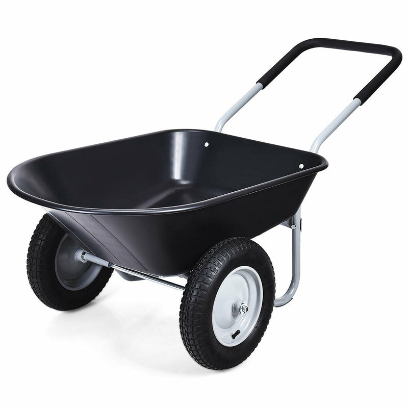 2 Tire Wheelbarrow Garden Cart Heavy-duty Dolly Utility Cart-Black - Relaxacare