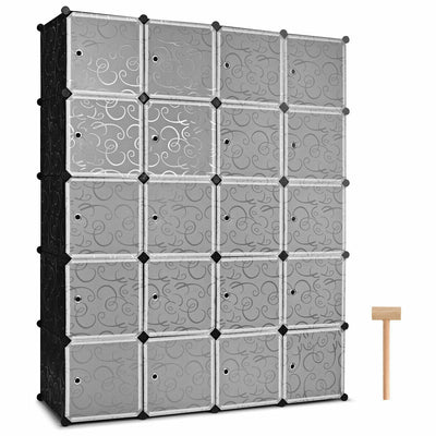 20-Cube DIY Plastic Cube Storage Organizer with Doors - Relaxacare