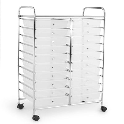 20 Drawers Storage Rolling Cart Studio Organizer-Clear - Relaxacare