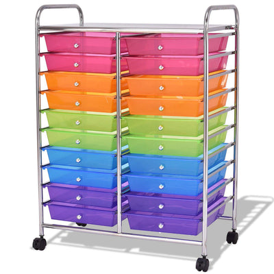 20 Drawers Storage Rolling Cart Studio Organizer-Multicolor - Relaxacare