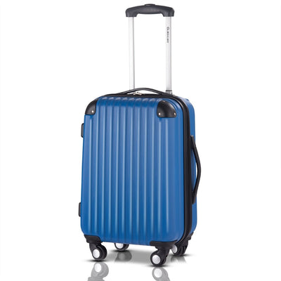 20-Inch ABS Carry On Luggage Travel Bag Trolley Suitcase 8 color-Navy - Relaxacare
