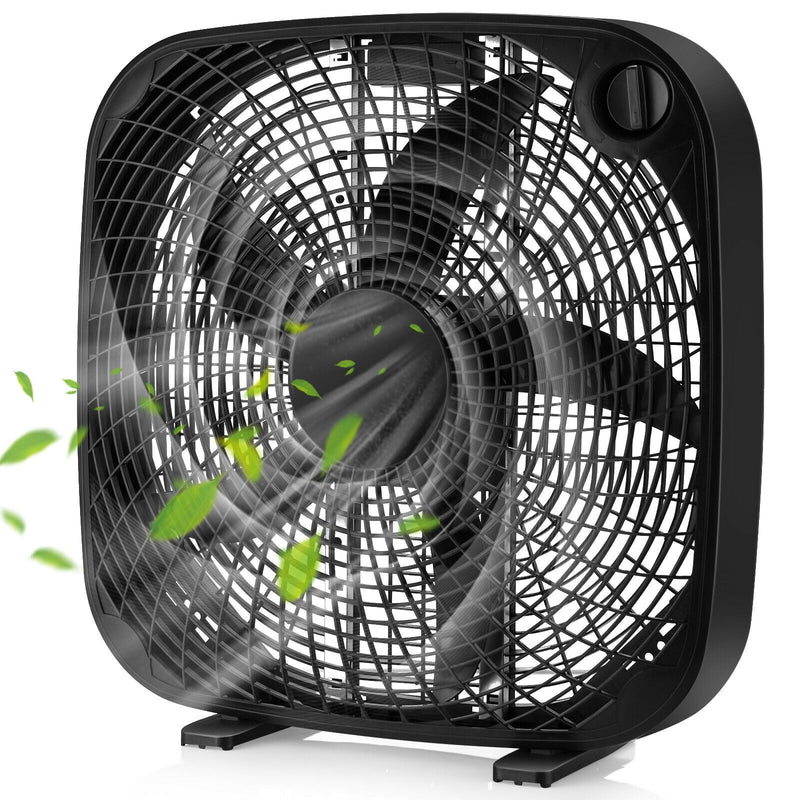 20 Inch Box Portable Floor Fan with 3 Speed Settings and Knob Control - Relaxacare
