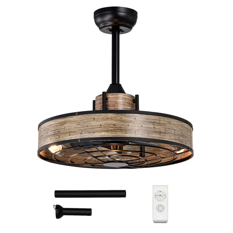 20 Inch Caged Ceiling Fan with Light and 3 Wind Speeds - Relaxacare