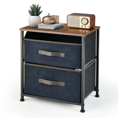 20 Inch Height Industrial Nightstand with 2 Pull-out Fabric Drawers - Relaxacare