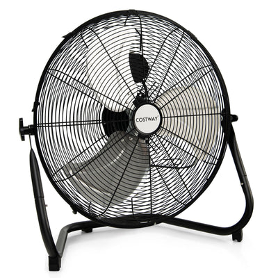 20 Inch High-Velocity Floor Fan with 3 Wind Speeds-Black - Relaxacare