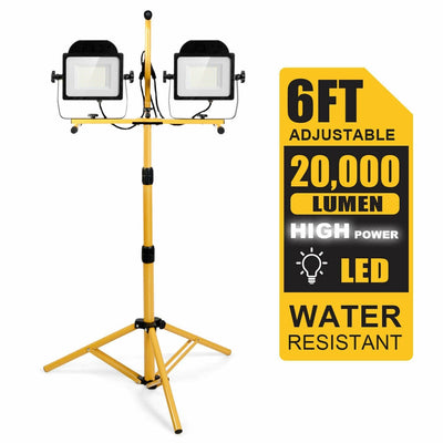 200 W 20 000 lm LED Dual-Head Work Light with Stand - Relaxacare