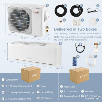 22000 BTU 21 SEER2 208-230V Ductless Mini Split Air Conditioner and Heater - Relaxacare