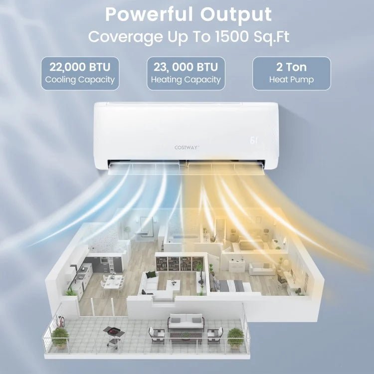 22000 BTU 21 SEER2 208-230V Ductless Mini Split Air Conditioner and Heater - Relaxacare