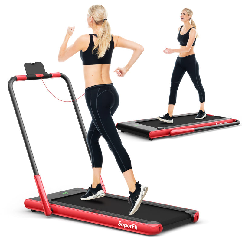 2.25 HP 2-in-1 Folding Walking Pad Treadmill with Remote Control and LED Display - Relaxacare