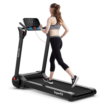2.25 HP Electric Motorized Folding Running Treadmill Machine with LED Display-Black - Relaxacare