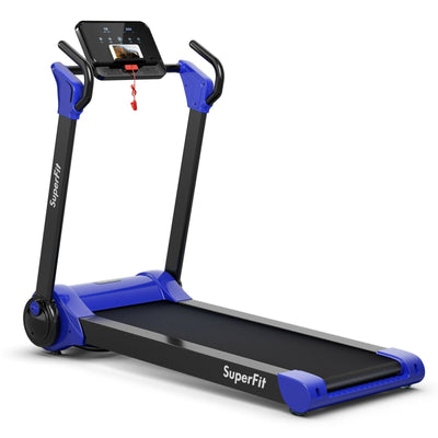 2.25 HP Electric Motorized Folding Running Treadmill Machine with LED Display-Navy - Relaxacare
