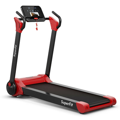 2.25 HP Electric Motorized Folding Running Treadmill Machine with LED Display-Red - Relaxacare