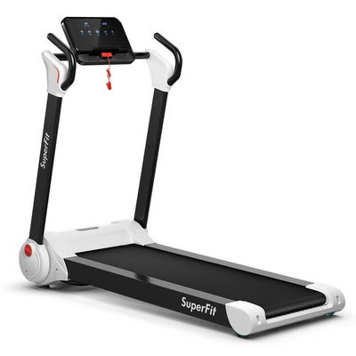 2.25 HP Electric Motorized Folding Running Treadmill Machine with LED Display-White - Relaxacare