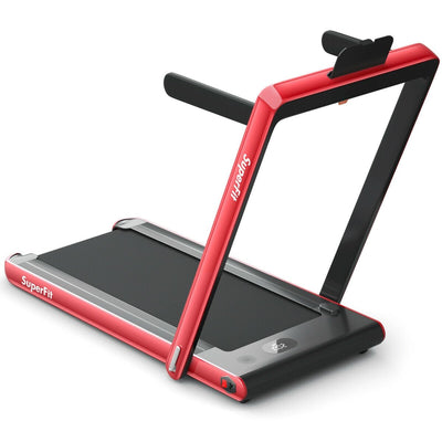 2.25HP 2 in 1 Dual Display Folding Treadmill Jogging Machine with Bluetooth Speaker-Red - Relaxacare