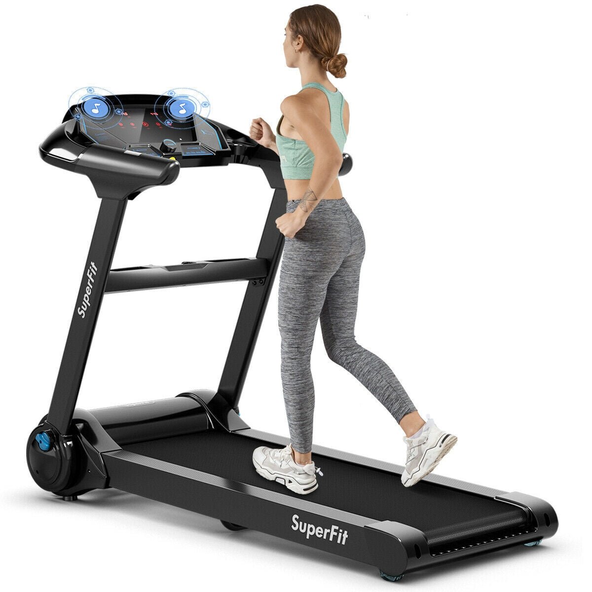 Slow Jogging Machine 2.25HP Folding Treadmill Running Jogging Machine with APP heart rate b