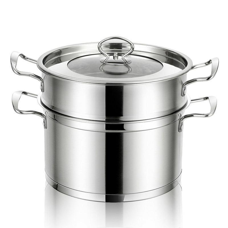 2/3 Tier Stainless Steel Steamer with Handles and Glass Lid-2-Tier - Relaxacare