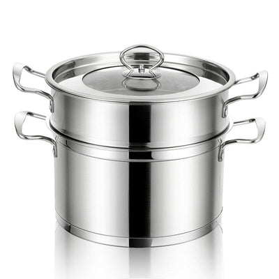 2/3 Tier Stainless Steel Steamer with Handles and Glass Lid - Relaxacare