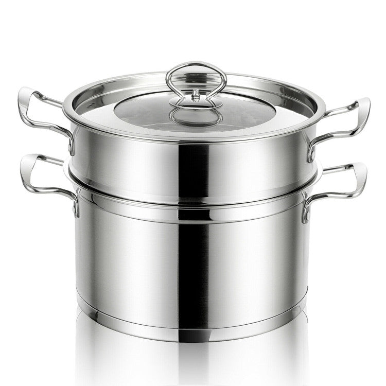 2/3 Tier Stainless Steel Steamer with Handles and Glass Lid - Relaxacare