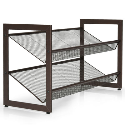 2/3/4 Tiers Flat and Slant Metal Shoe Rack for Entryway Hallway - Relaxacare