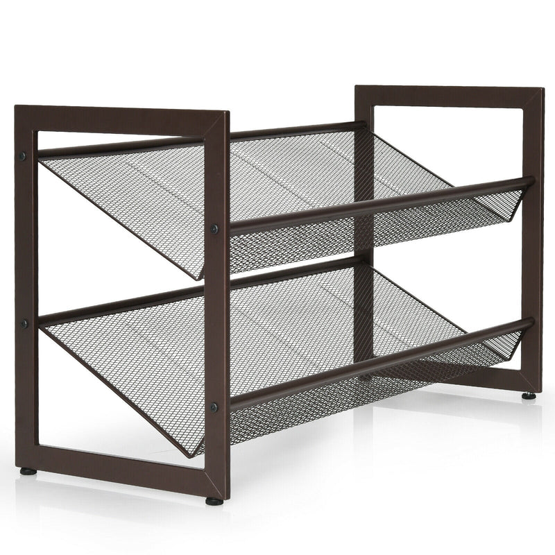 2/3/4 Tiers Flat and Slant Metal Shoe Rack for Entryway Hallway - Relaxacare