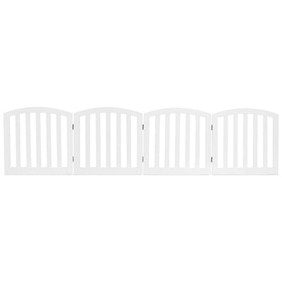 24" Configurable Folding Free Standing 4 Panel Wood Pet Fence-White - Relaxacare