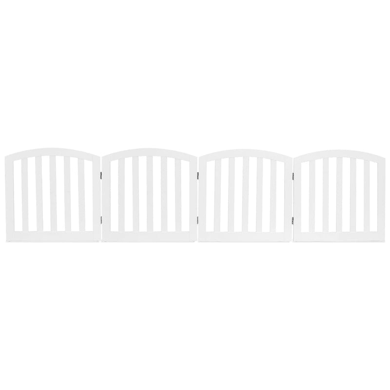24" Configurable Folding Free Standing 4 Panel Wood Pet Fence-White - Relaxacare