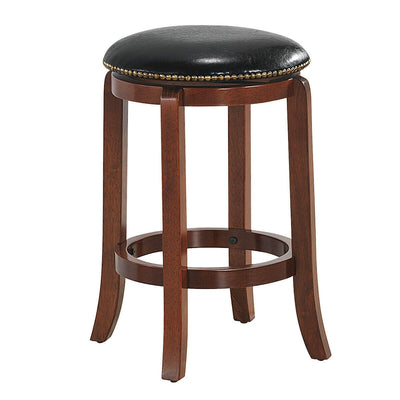 24 Inch Bistro Leather Padded Backless Swivel Bar stool - Relaxacare
