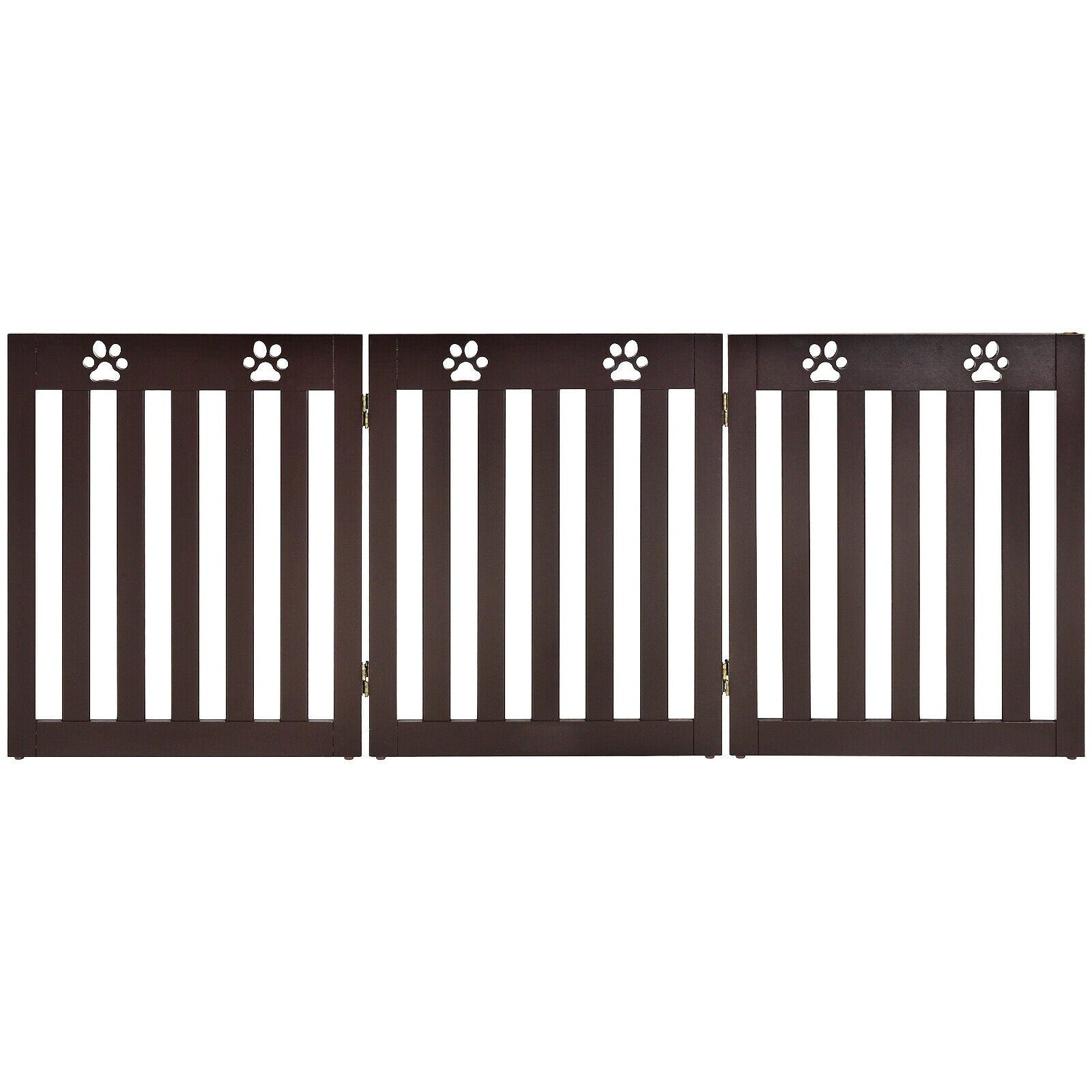 24 Inch Folding Wooden Freestanding Dog Gate with 360° Flexible Hinge