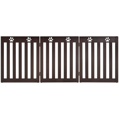 24 Inch Folding Wooden Freestanding Dog Gate with 360° Flexible Hinge for Pet-Espresso - Relaxacare