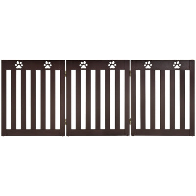 24 Inch Folding Wooden Freestanding Dog Gate with 360° Flexible Hinge for Pet-Espresso - Relaxacare