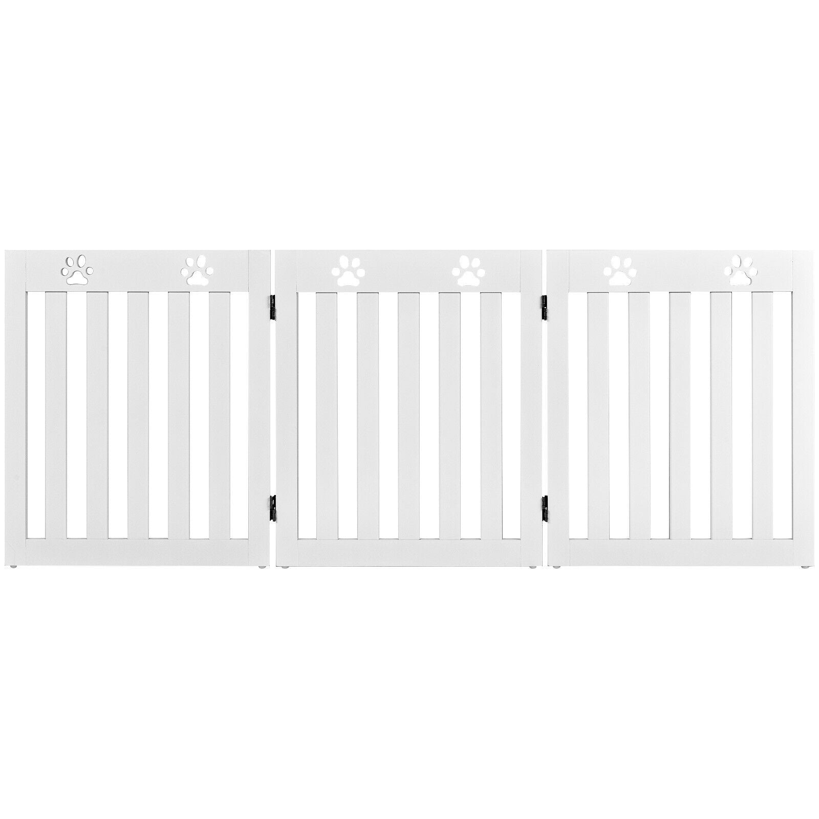 24 Inch Folding Wooden Freestanding Dog Gate with 360° Flexible Hinge