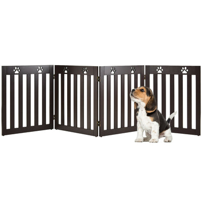 24 Inch Folding Wooden Freestanding Pet Gate Dog Gate with 360° Hinge - Relaxacare