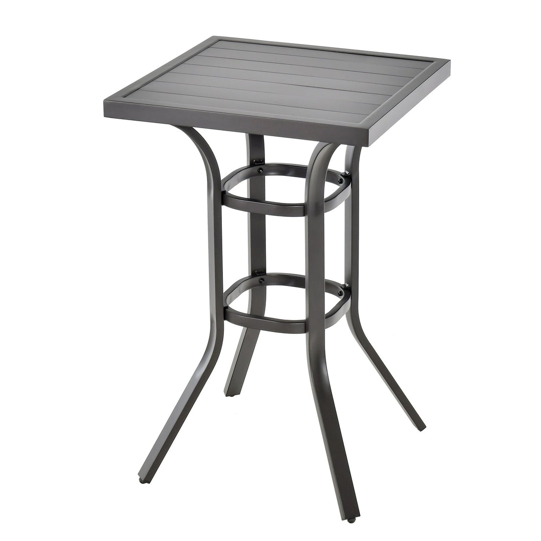 24 Inch Patio Bar Height Table with Aluminum Tabletop and Adjustable F