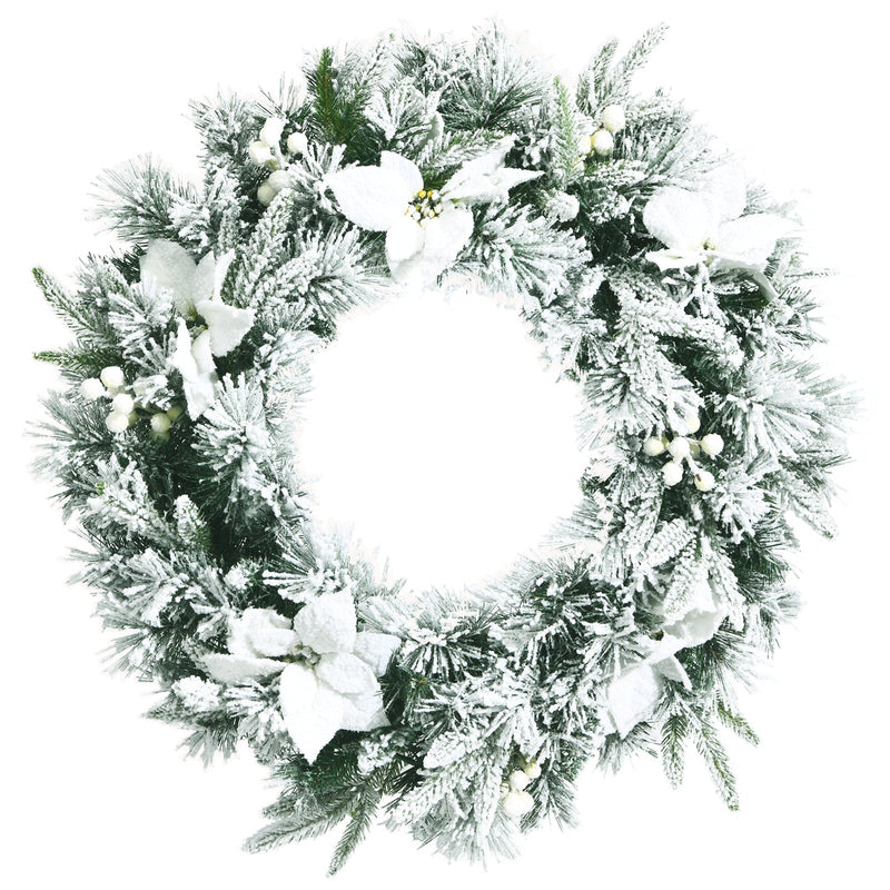 24 Inch Pre-Lit Artificial Christmas Wreath with 50 LED Lights - Relaxacare