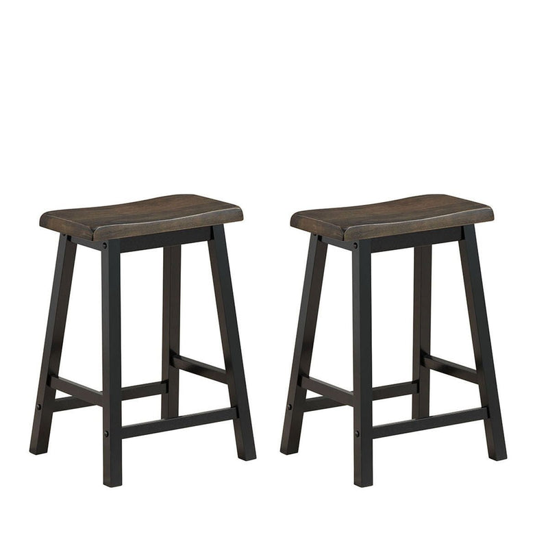 24 Inch Set of 2 Wood Counter Height Seat Stools for Kitchen Dining and Pub - Relaxacare