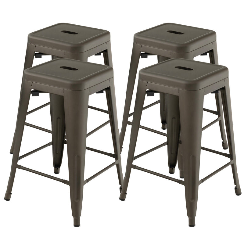 24 Inch Set of 4 Tolix Style Counter Height Barstool Stackable Chair - Relaxacare