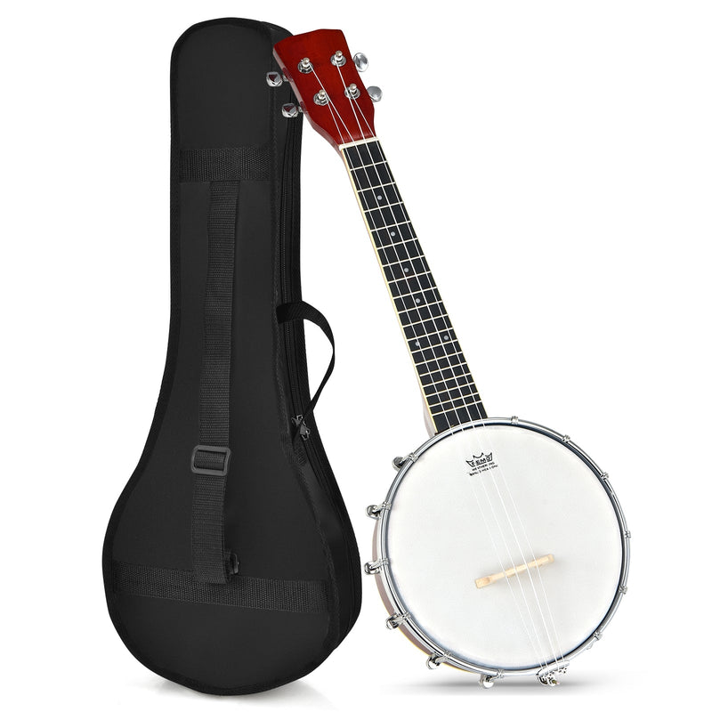 24 Inch Sonart 4-String Banjo Ukulele with Remo Drumhead and Gig Bag - Relaxacare
