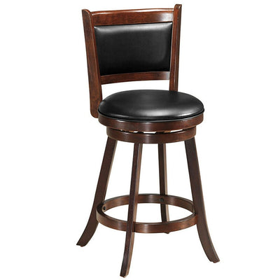 24 Inch Wooden Upholstered Swivel Counter Height Stool Dining Chair - Relaxacare