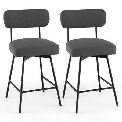 25" 2-Piece Modern Upholstered Bar Stools with Back and Footrests-Gray - Relaxacare