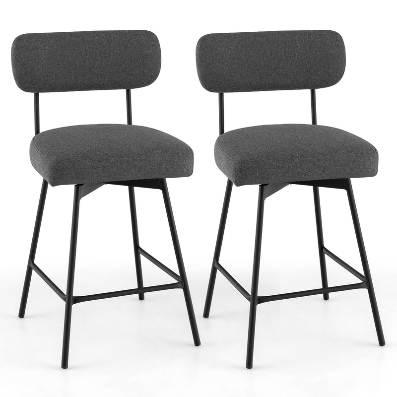 25" 2-Piece Modern Upholstered Bar Stools with Back and Footrests-Gray - Relaxacare