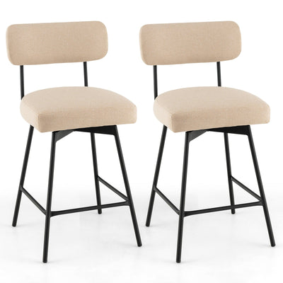 25 Inch 2 Pieces Modern Upholstered Bar Stools with Back and Footrests - Relaxacare