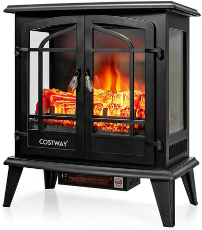 25 Inch Freestanding Electric Fireplace Heater with Realistic Flame effect - Relaxacare